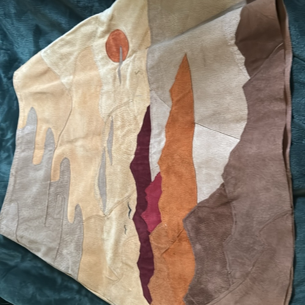 OOAK Handmade Suede Skirt with Beach and Sunset Scene - Picture 5 of 6